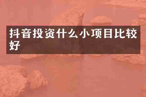 抖音投资什么小项目比较好