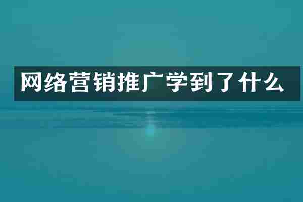 网络营销推广学到了什么