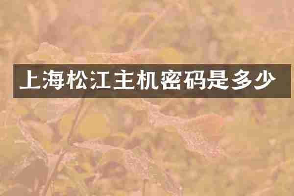 上海松江主机密码是多少