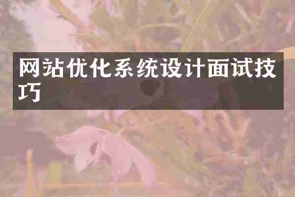 网站优化系统设计面试技巧