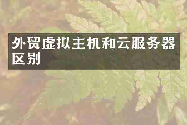 外贸虚拟主机和云服务器区别