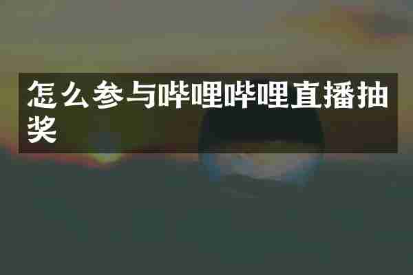 怎么参与哔哩哔哩直播抽奖