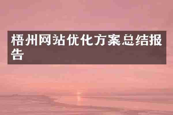 梧州网站优化方案总结报告