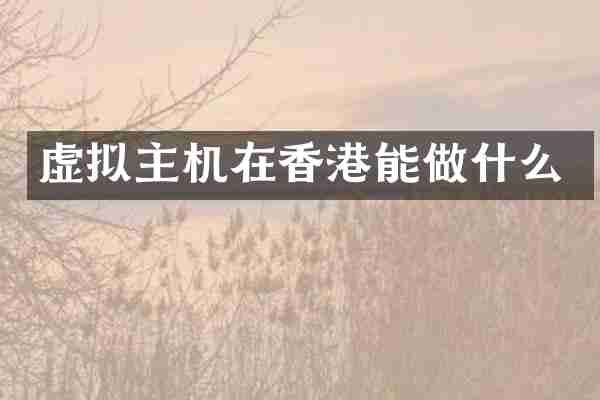 虚拟主机在香港能做什么