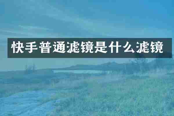 快手普通滤镜是什么滤镜