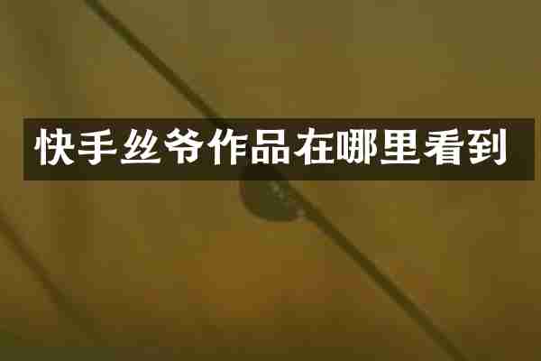 快手丝爷作品在哪里看到