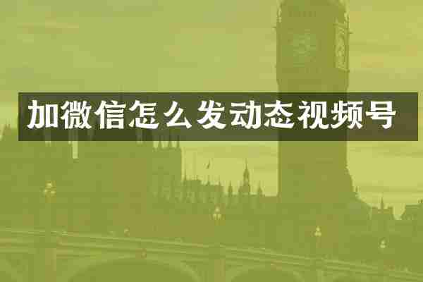 加微信怎么发动态视频号