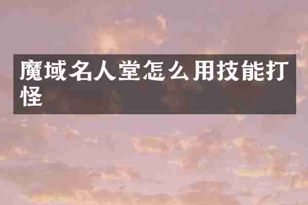 魔域名人堂怎么用技能打怪