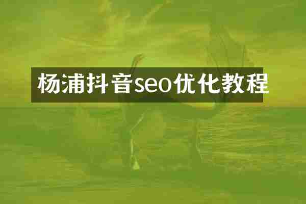 杨浦抖音seo优化教程