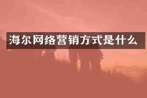 海尔网络营销方式是什么