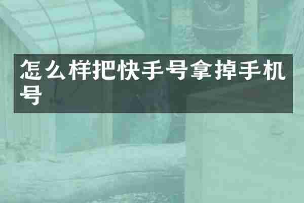 怎么样把快手号拿掉手机号