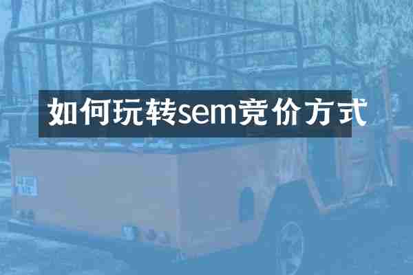 如何玩转sem竞价方式