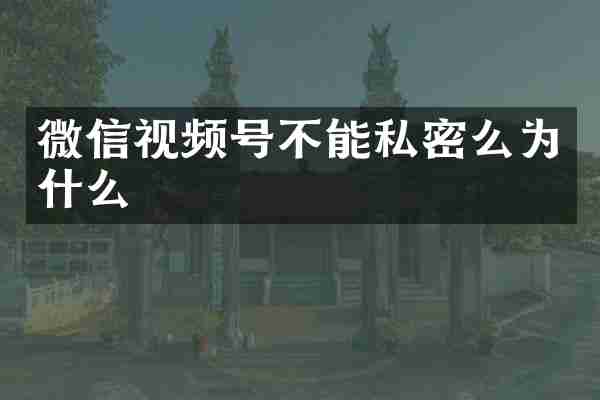微信视频号不能私密么为什么