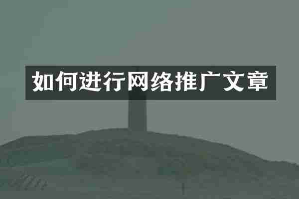 如何进行网络推广文章