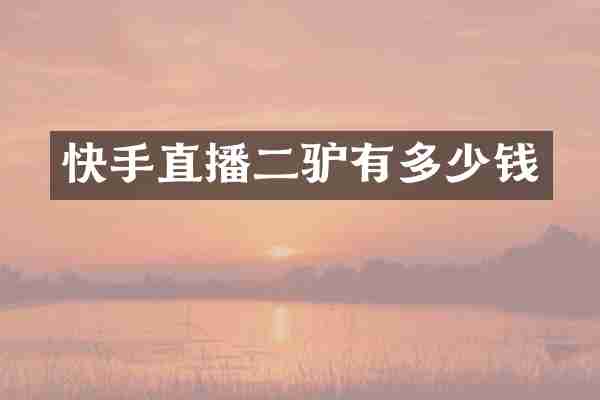 快手直播二驴有多少钱