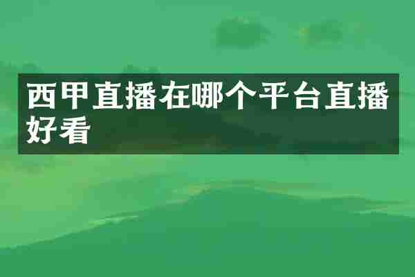 西甲直播在哪个平台直播好看