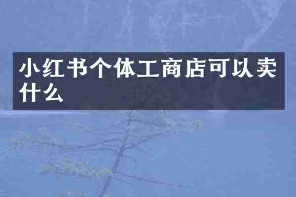 小红书个体工商店可以卖什么