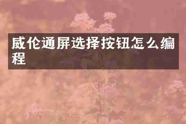 威伦通屏选择按钮怎么编程