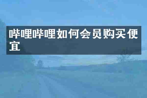 哔哩哔哩如何会员购买便宜