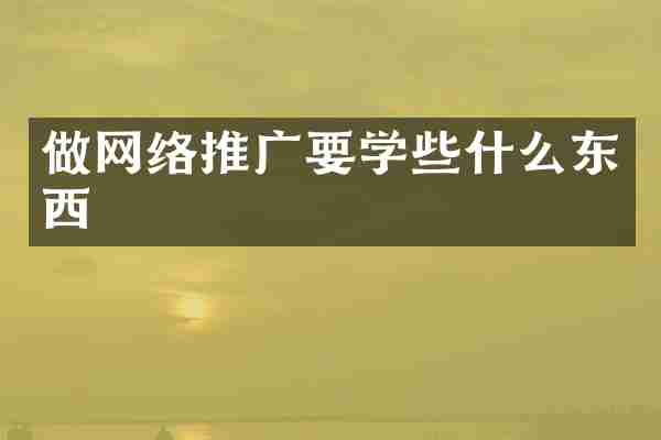 做网络推广要学些什么东西