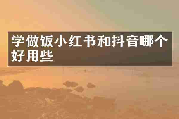 学做饭小红书和抖音哪个好用些