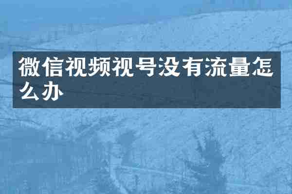微信视频视号没有流量怎么办