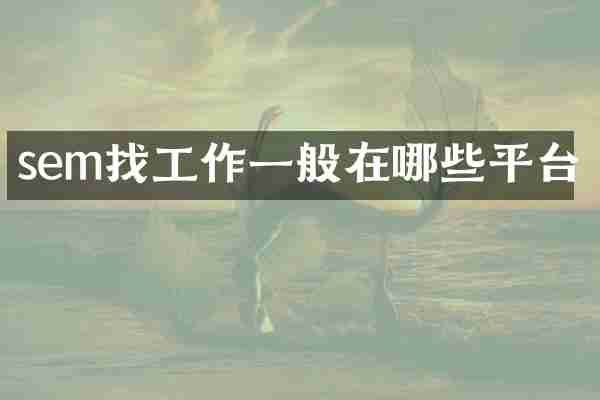 sem找工作一般在哪些平台
