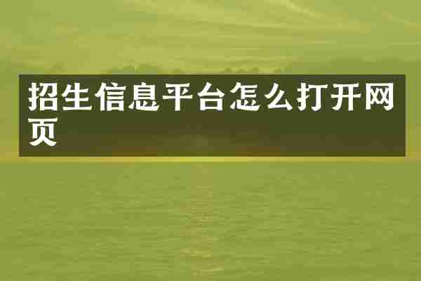 招生信息平台怎么打开网页