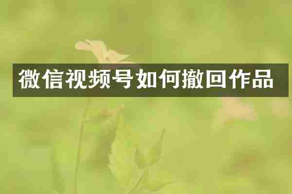 微信视频号如何撤回作品