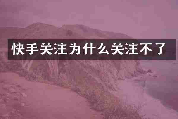 快手关注为什么关注不了