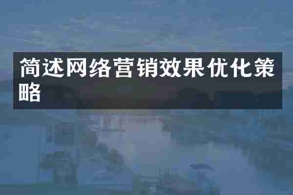 简述网络营销效果优化策略