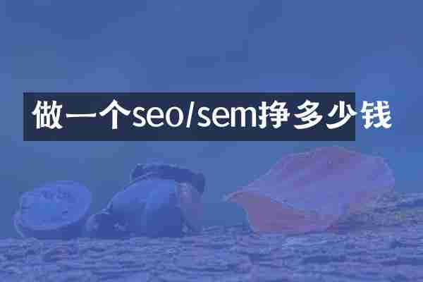 做一个seo/sem挣多少钱