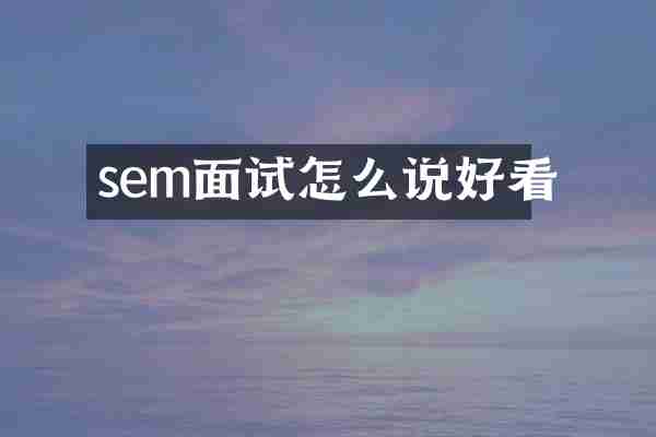 sem面试怎么说好看