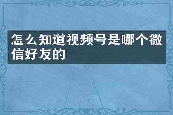 怎么知道视频号是哪个微信好友的