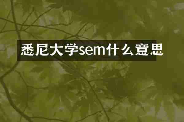 悉尼大学sem什么意思