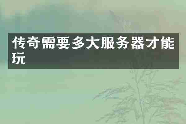 传奇需要多大服务器才能玩