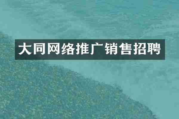 大同网络推广销售招聘