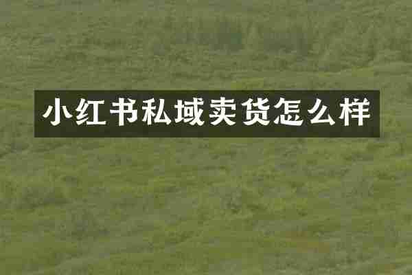 小红书私域卖货怎么样