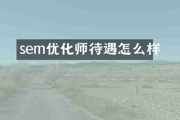 sem优化师待遇怎么样