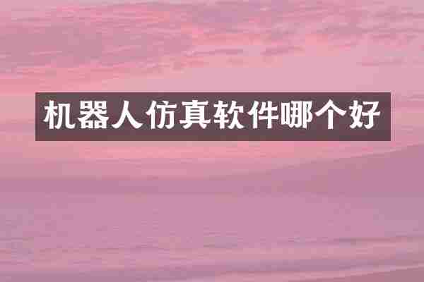 机器人仿真软件哪个好
