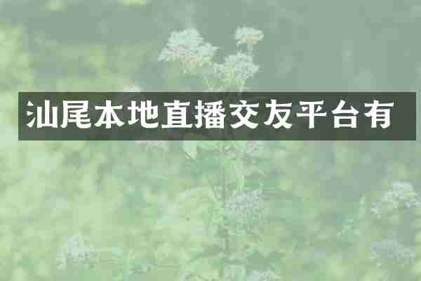 汕尾本地直播交友平台有