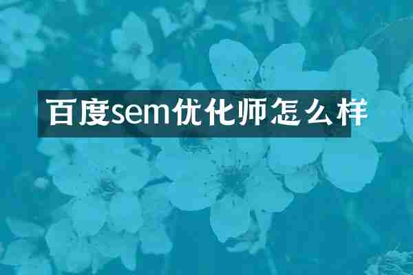 百度sem优化师怎么样