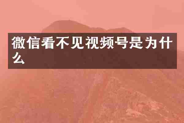 微信看不见视频号是为什么