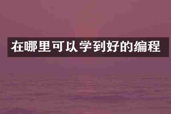在哪里可以学到好的编程