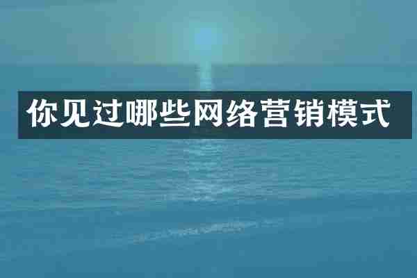 你见过哪些网络营销模式