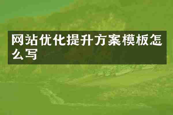 网站优化提升方案模板怎么写