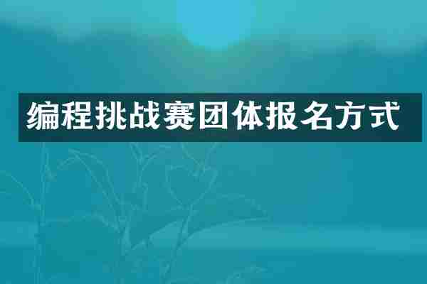 编程挑战赛团体报名方式
