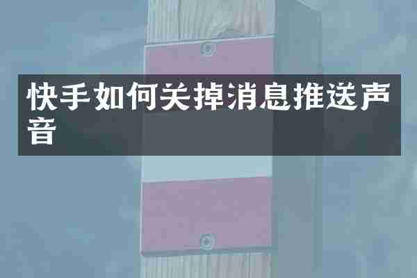 快手如何关掉消息推送声音