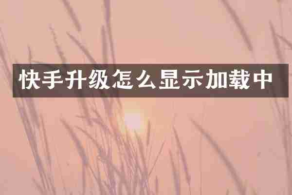 快手升级怎么显示加载中