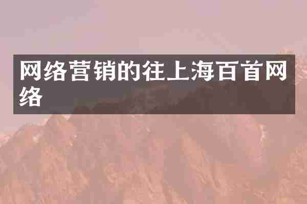 网络营销的往上海百首网络
